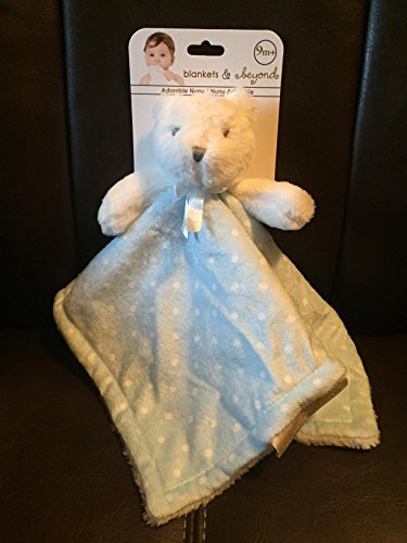 Bear with Light Blue & White Polka Dot Baby Security Blanket from Blankets & Beyond
