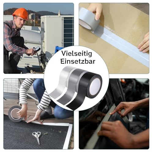 XREE 3 Rolle Panzertape, 5cm x 25m Gewebeband Panzerband Wasserfestes Klebeband Textilklebeband Handreißbar für Verbinden Abdichten Bündeln (Grau, Schwarz, Weiß)