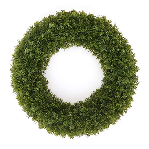 3rd Street Inn Cypress Greenery Wreath - Front Door Decoration - Indoor/Outdoor Wreath (19" / LG / 2 Pack)