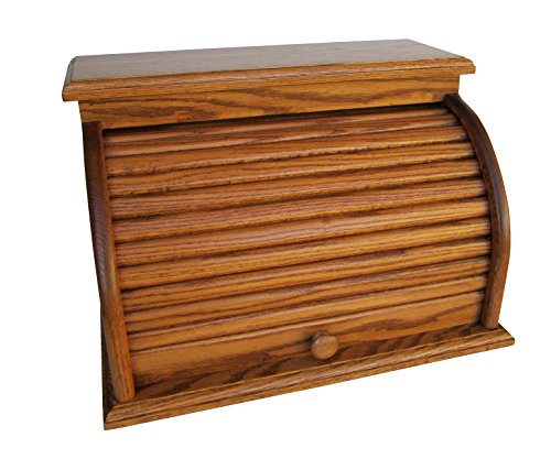 Amish Valley Roll Top Bread Box Solid Wood Chestnut