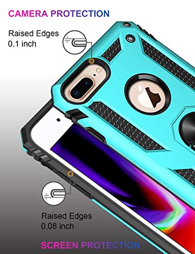 Lumarke Case With Sreen Protector,Pass 16Ft Drop Test Military Grade Cover With Kickstand Protective Phone Case For Iphone 8 Plus/7 Plus/6 Plus Turquoise #TOP2