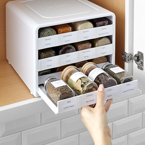 YouCopia SpiceStack Adjustable Spice Rack Organizer, Pull-Down 24-Bottle Seasonings and Spices Holder for Kitchen Cabinet and Pantry Organization with 104 Included Labels - Thumbnail 5