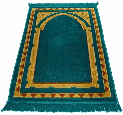 homeart Muslim Prayer Rug, Soft Plush Thin Islamic Prayer Mat, Janamaz, Sajada, Praying Carpet, Islamic Gift for Men & Women, Ramadan Eid Hajj Gift, Riyadh Pattern, Navy