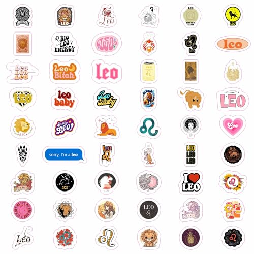 Image of 100Pcs Leo Stickers (Zodiac) for Water Bottle and Laptop - Leo Party Favors & Decorations, Waterproof Vinyl Astrology Decals, Gifts for Women & Men