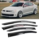 Fits for 2011-2018 VW Jetta MK6 JDM 3D Wavy Mugen Style Window Visors Rain Guards Deflector