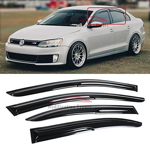 Fits for 2011-2018 VW Jetta MK6 JDM 3D Wavy Mugen Style Window Visors Rain Guards Deflector