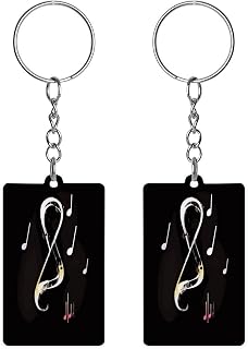 Music Notes Keychain Personality Acrylic Key Tag Fashion Exquisite Key Chain Compact Ring And Label Window Light Stainless Steel Keyring for Luggage Backpacks Office Home