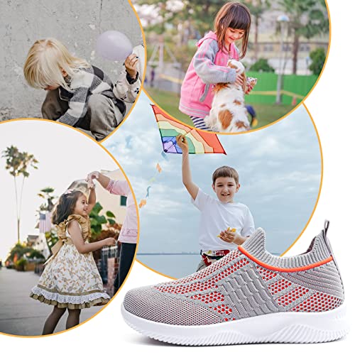 Zhiletao Kid's Athletic Walking Shoes Casual Breathable Mesh Slip-On Sneakers For Light Grey Size 2M Little Kids #TOP4