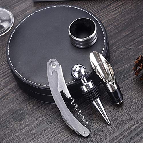 XLKJ Juego de Abridor de Vino, Sacacorchos de Botella, Abridor de la Botella del Vino para Boda, Fiesta, Set de Regalo con Estuche de Cuero Sintético - imagen 4