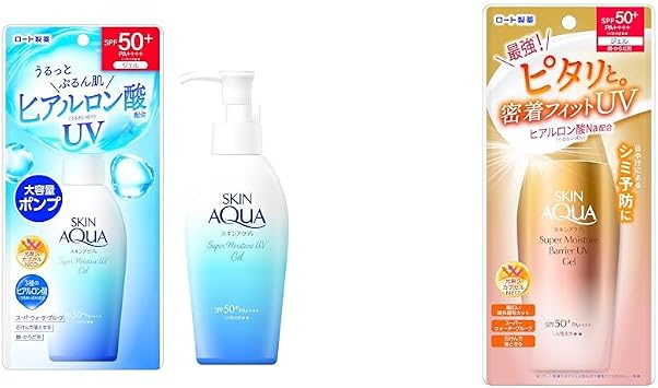 Purchase Set Skin Aqua 50+ Super Moisture Gel Pump, 4.9 oz 140 g, Super Moisture Barrier UV Gel, 3.5 oz 100 g Hyaluronic Acid Blended, Tight Fit UV, SPF 50+, PA++++ Water Resistant, Super