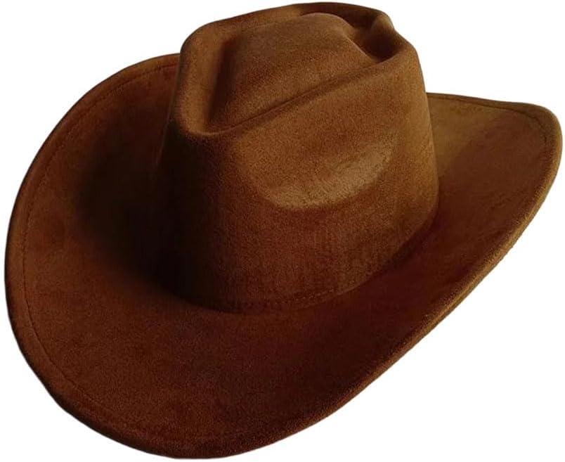 Women's and Men's Western Suede Hat Cowboy Jazz Panama Hat Unisex Wide Brim Cowboy Hat