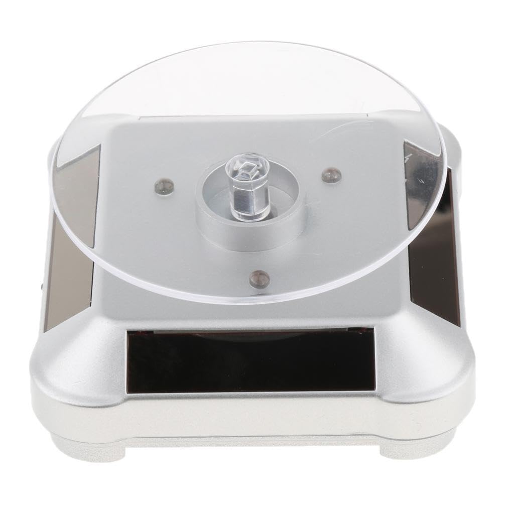 Zanthicia Distinctive Color Changing Solar Retail Display Turntable Eye Catching Showcasing Of Accessories And Durable Products Color Changing Solar Power, Silver, 90mm