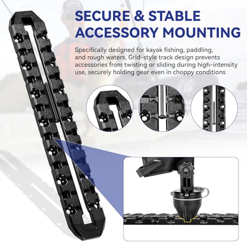 2 Pack Kayak Track Mount 12”, 10.5” Usable Kayak Track Rail, PC Rail Mounting System for Fishing Rod Holder, Anchor & Gear with 28 Stainless Screws, Compatible with YakAttack Hobie Lifetime Kayak by RPBKE - Image 6