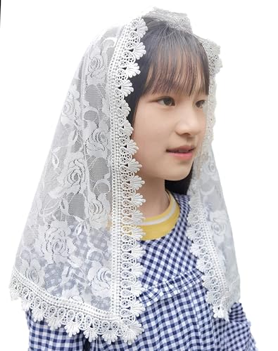 YHDDYG Girls Mantilla Veil Catholic Infinity First Communion Veil for Girls Flowergirl Veils Head-wrap for Girls C1