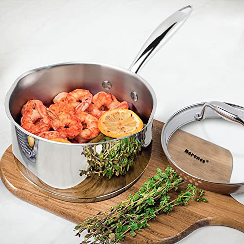 Rorence Stainless Steel Kitchen Cookware Saucepan: With Pour Spouts, Capsule Bottom & Tempered Glass Lid - 2.5 Quart by Rorence - Used condition - Image 7
