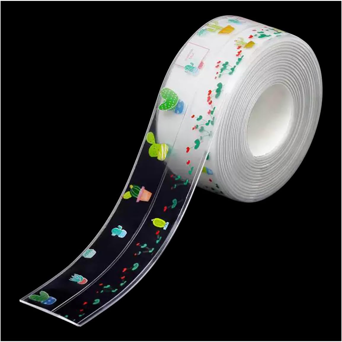 Queenbox 1.5x126in Cactus Clear Caulk Strip Tape, Waterproof Decorative Caulk Sealant Tape for Kitchen Sink Toilet Corner
