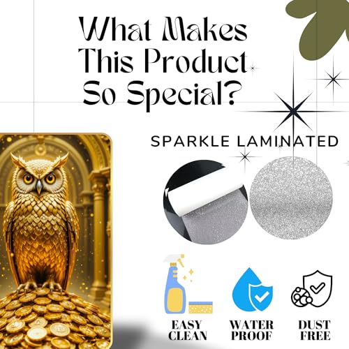 Image of Arkasto Golden Owl Sitting on Coins | Vastu Painting for Wealth & Prosperity | Golden Decorative Owl Wall Decor for Home & Office (Style-03, 12x18 inch)