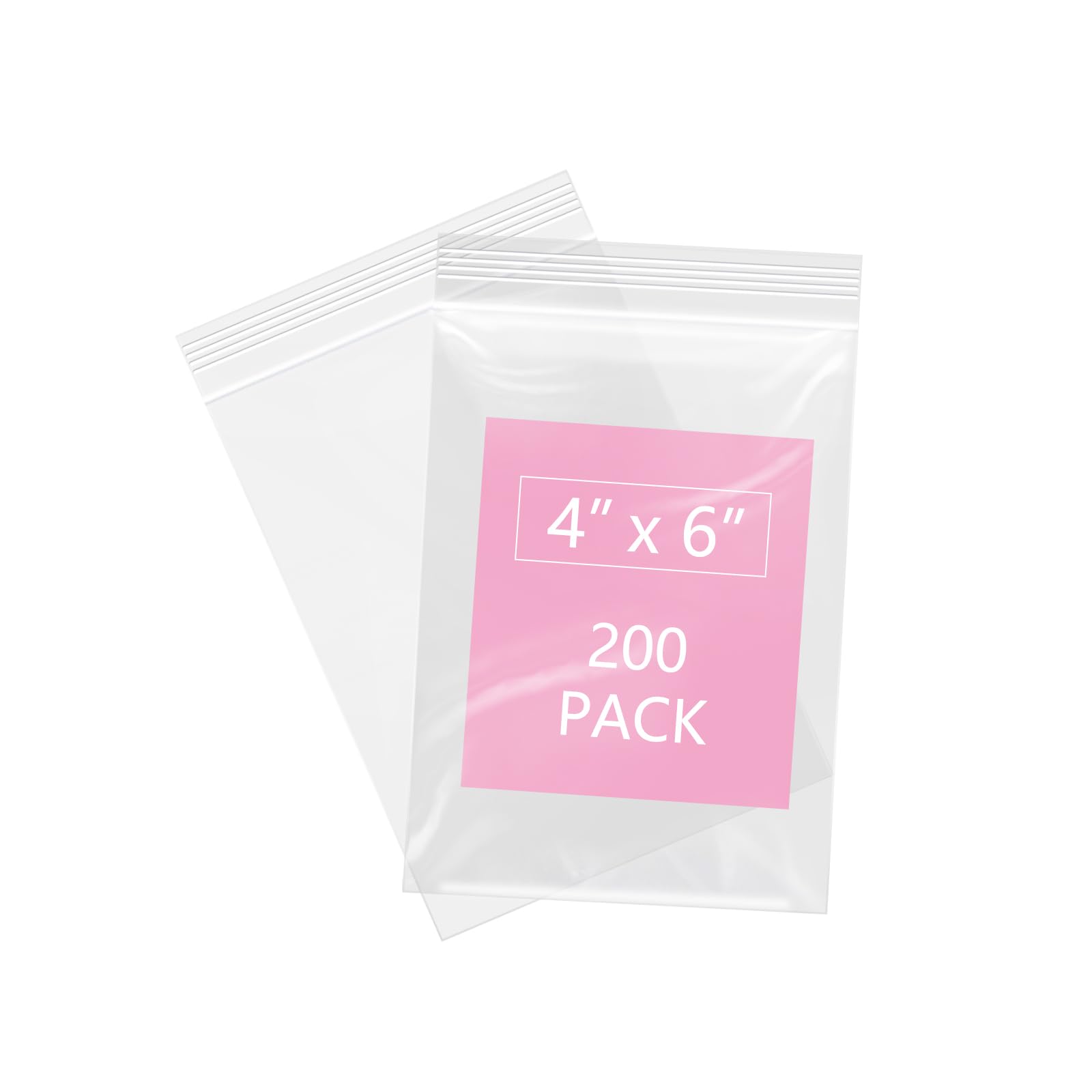 iMailer - 200 Pcs- 4" x 6" Clear Small Zip Bag - Reclosable Zip Plastic Poly Bags 2 Mil with Resealable Lock Seal Zipper for Photo, Jewelry, Bakery,