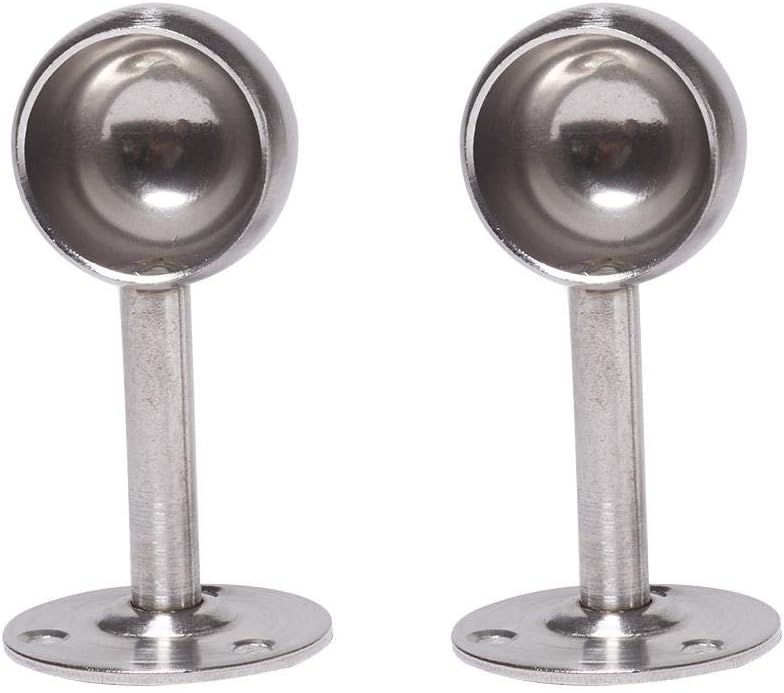 MroMax Wardrobe Pipe Bracket, 0.98Inch Dia, Ceiling Mounted Rail Rod Support Socket Silver Tone 10Pcs