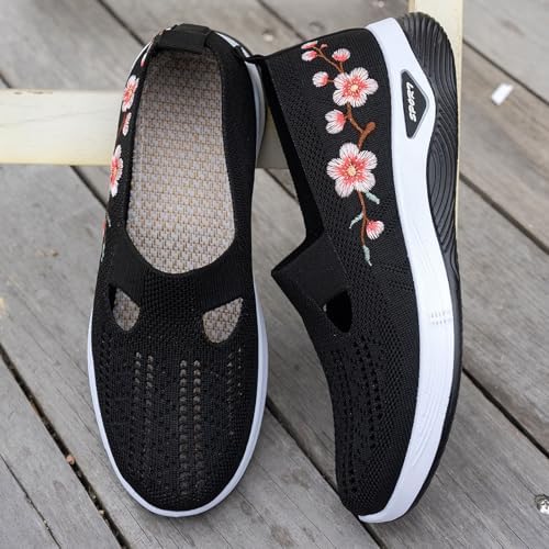 Sneakers Women Wide Fit Orthopedic Shoes for Women Wide Width Breathable Walking Comfortable Slip On Sneakers Non Slip Food Service Lightweight Nurse Shoes Ladies Daily Arch Support Trainers size5 8 9 — view 2