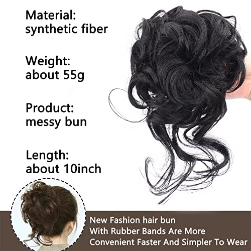 Maforsoon Messy Bun Hairpieces Hair Extension With Clip In Scrunchies Extension Curly Wavy Synthetic Bun Wig Claw In Tousled Updo For Women Hair Pieces(2#,Natural Black) #TOP1