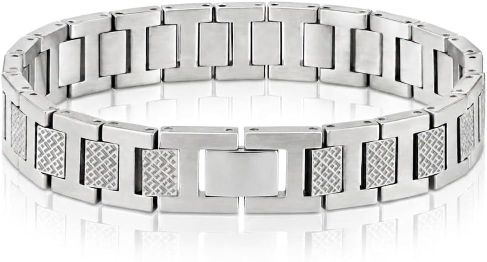 LACOSTE Men's Stainless Steel Link Bracelet Silver Tone with Box ...