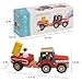 WoodenEdu Wooden Tractor Toys for Toddlers 1-3, Baby Vehicle Toys Hand Push Car Toys for 1 2 3 Year Old Boys Girls (Red)