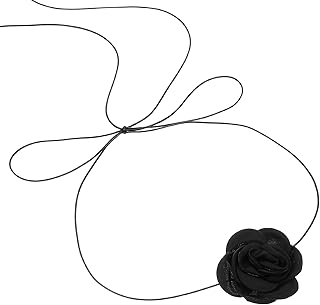 Elegant Flower Choker for Women, Adjustable Black Camellia Choker Neckla...