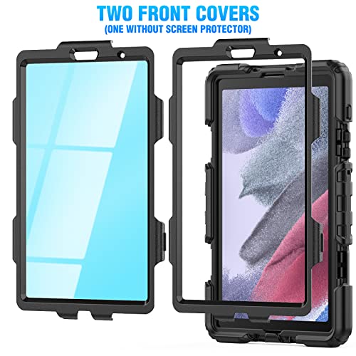 Timecity Samsung Galaxy Tab A7 Lite Case 8.7-Inch 2021 For Lively And Active Users, Sm-T220/ T225/ T227 Durable Sturdy Protection Case With Screen Protector, Swivel Handle, Kickstand, Strap - Black #TOP7