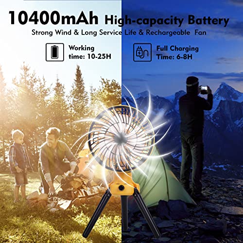 Runtop Camping Fan, Portable Fan Tent Fan 270°Oscillating Rechargeable Fan, Portable Battery Operated Camping Fan With Light & Hook, Foldable Tripod Usb Desk Fan,Camping Fans For Tents,Travel #TOP2