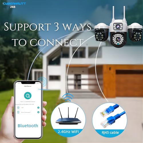 Image of XUGA Cybernautt Z6B 12MP Triple Lens WiFi Camera | 12MP high-fidelity triple lens array for smart home outdoor security. Full wireless PTZ pan-tilt-zoom control via app.