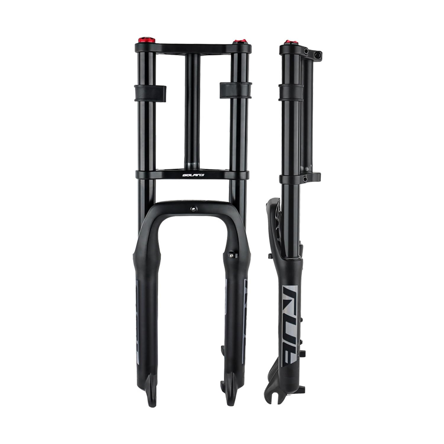 Snow Beach Bike Suspension Fork 20 Inch 4.0 Tire Fat Air Forks Travel 140mm, 1-1/8inch Steerer Bike Forks Spread 135mm Double Shoulder Shock Absorbing Front Fork QR Manual Lockout