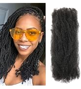 Youngther Afro Kinkys Bulk Hair 16 inch 6Packs Natural afro kinky-curly loc extensions hair for D...