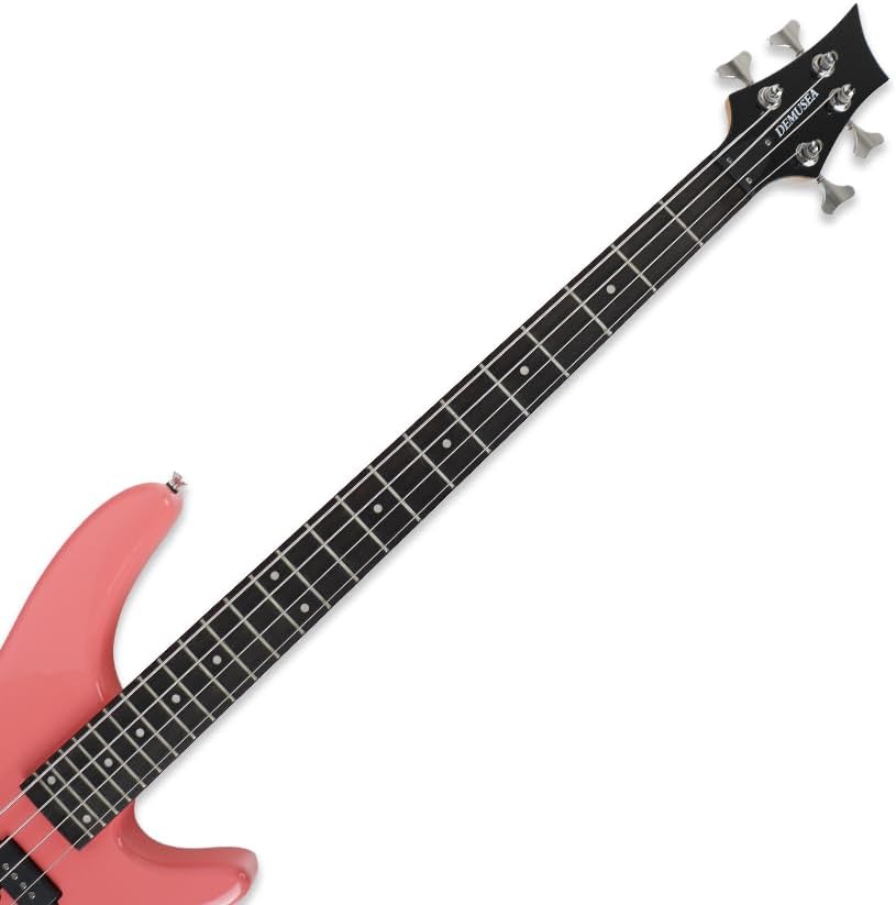 electric bass guitar full size standard 4string PJ bass glossy pink 34inch scale length 24frets maple neck phoenix body fixed bridge 2V 2T control for beginner starter practice party show
