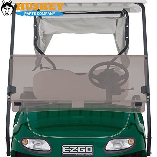 Huskey Tinted Golf Cart Windshield For Ezgo Freedom Txt 2014-Up, Valor Gas Electric Model, 3/16" Thick And Bottom Rubber Gasket Added To Protect Your Golf Cart Body. #TOP4