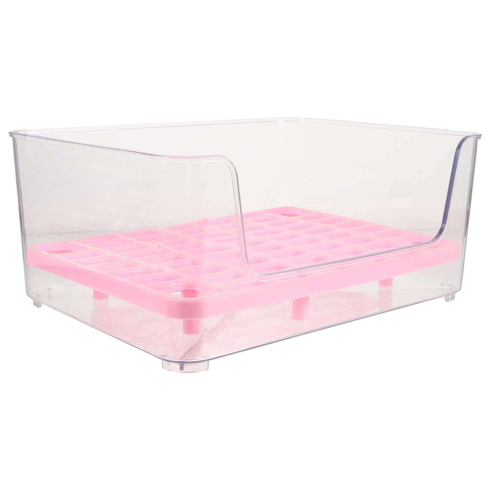 Cassetta Lettiera Gatto Aperta per Addestramento, Acrilico Rosa | Design Semi-enclosed, Anti-spruzzo, per Gatto e Gattino, Formato Domestico per Uso Quotidiano