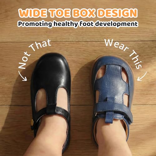 STQ KIDS Toddler Boys Girls Wide Toe Box Sandals Zero Drop Navy T8 — view 4