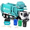 FUBARBAR Truck Toy Model 1:43 Diecast Metal Garbage Recycling Waste Transport Truck with Trash Bin, Pull Back Model Car Toy for Kids 4-6 Age Boys Birthday Gift (Blue)