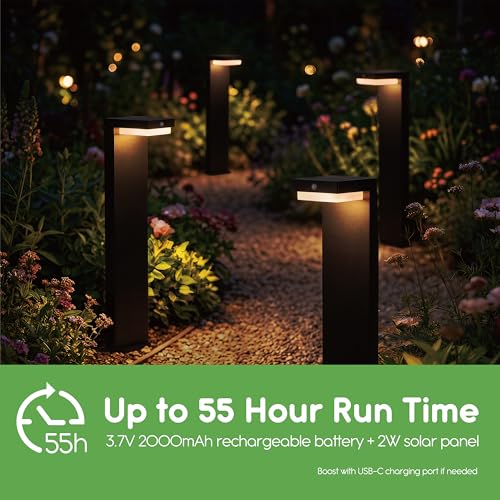 VerLuce - 20.5" Solar Pathway Lights - Walkway Solar Lights for Outside - PIR Sensor & Two Lighting Modes - Rechargeable Battery Lasts Up to 55 Hours - 3000K - IP44 Weather Resistant - 4 Pack by VerLuce - Image 6