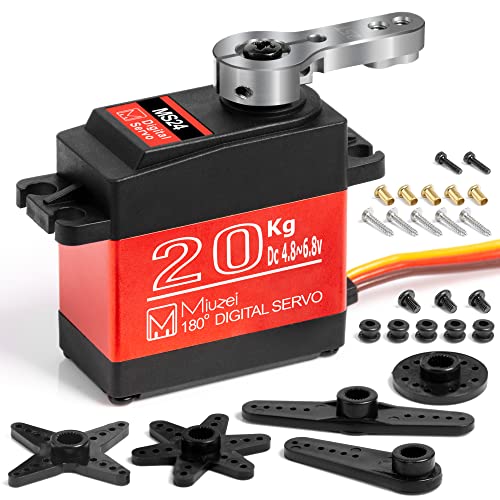 Miuzei 20kg RC Servo Motor 180° Metal Gear Digital Servos with Extension Cable for Arduino Mini,RC...