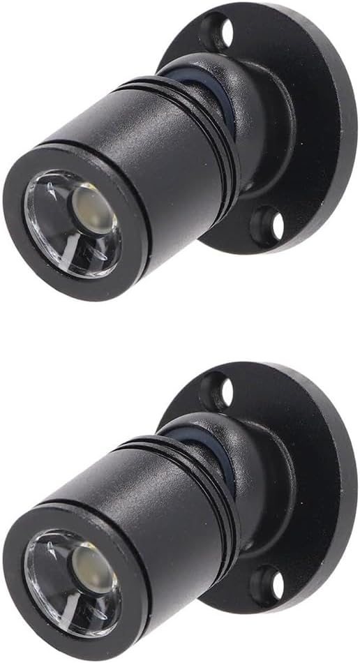 Dimmable 12V LED Mini Spotlights for Display - 1.5W Warm White 3000K, Small Spotlights for Displays with Dimmer, Black - Set of 2