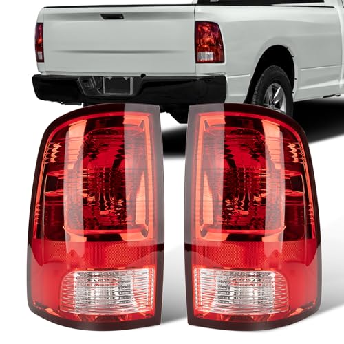 Autoverve Tail Lights Fit Dodge Ram 1500 2500 3500 2009 2010 2011 2012 2013 2014 2015 2016 2017 2018 Rear Brake Back Up Cover Taillights Lens Assembly Left Driver Right Paeenger Side (Lamp Included)