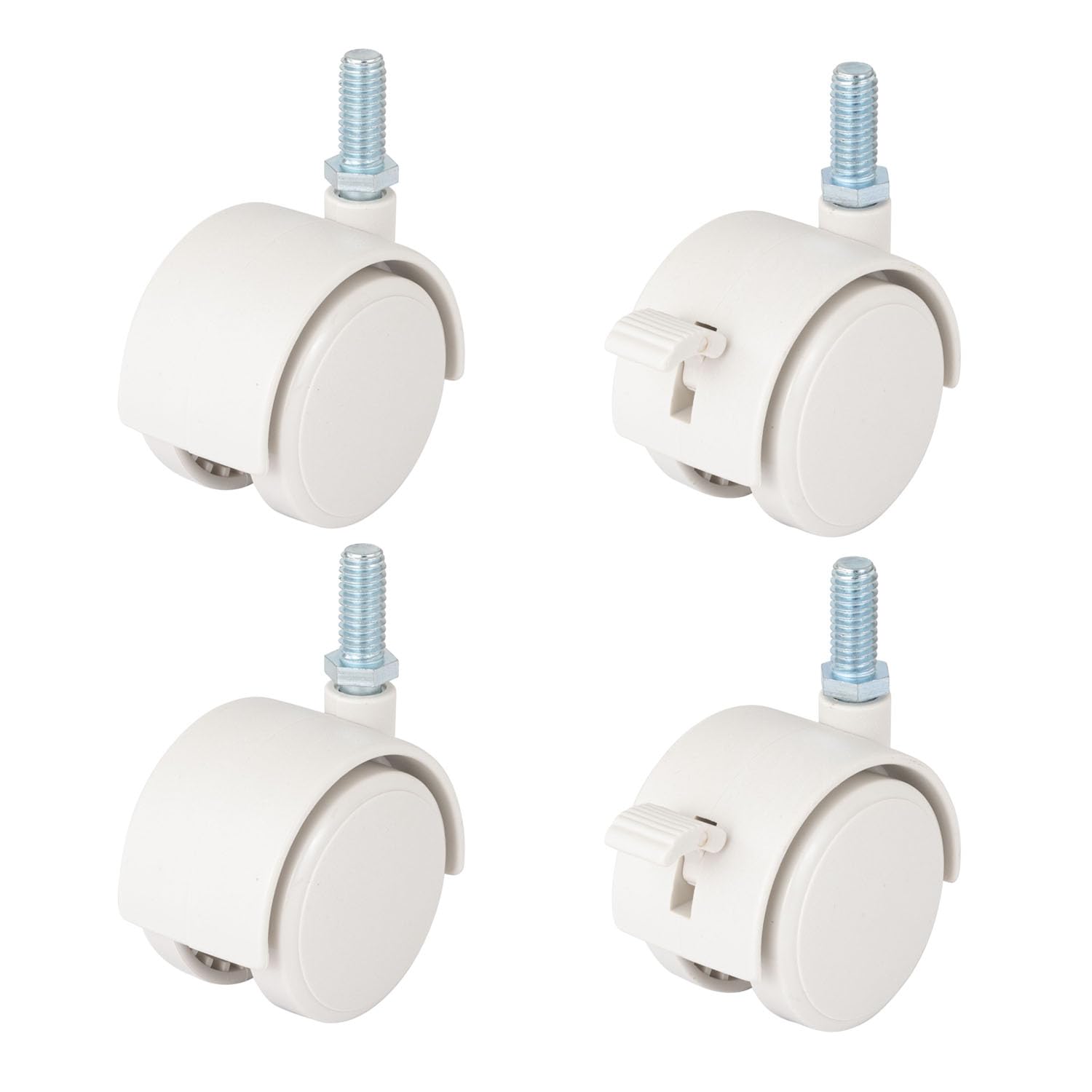 Doshisha IHL-CS4PWH Luminous Caster for Pole Diameter 1.0 inch (25 mm), White, Set of 4 (2 with Lock, 2 x None), Luminous Latte, Caster Still, Load Capacity 330.7 lbs (150 kg), Travel, 110.2 lbs (50