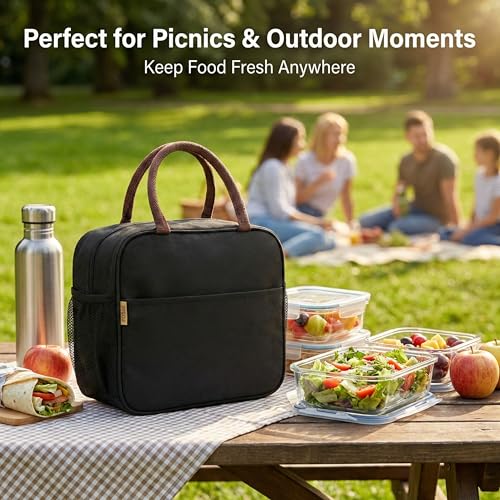Image of FOSSE (7.5 L Insulated Travel Lunch /Tiffin /Storage Bag for Office, College & School | Hot & Cold Travel Lunch Box for Men,Women | Tiffin Box & Bottles, Picnic Bag (Black)