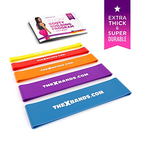 The x Bands Booty Bands Resistance Bands - Thick Resistance Bands - Booty Resistance Bands - Resistance Bands Beach Body - Booty Bands Thick - Resistance Loop Exercise Bands Set of 5 with Manual