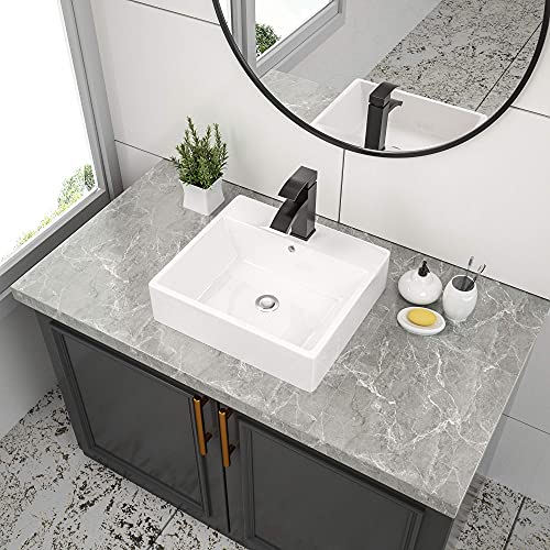 Couoko 20.5"X16.25" Rectangular Wall Mounted Bathroom Sink Above Counter White Porcelain Ceramic Floating Vessel Sink Vanity Sink Basin With Faucet Hole #TOP5