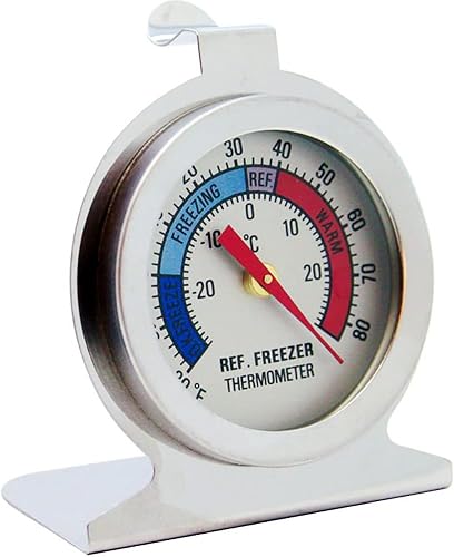 Miniatura 7 de Termómetro para refrigerador, termómetro de acero inoxidable para nevera con indicador rojo, termómetros de esfera grande para congeladores,