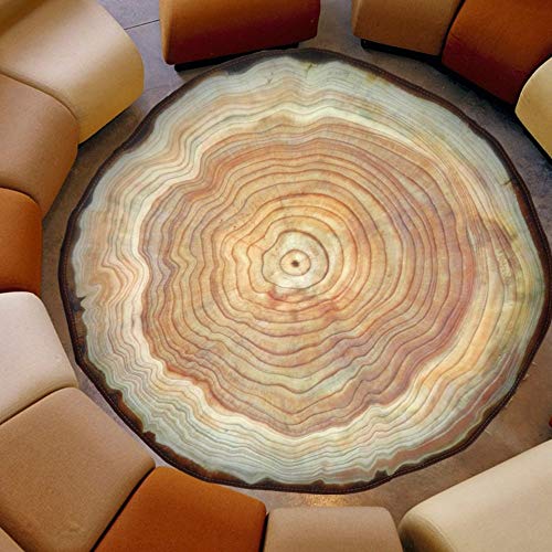 Alfombra redonda anillo de árbol 3D con relieve étnico lavable para sofá 5