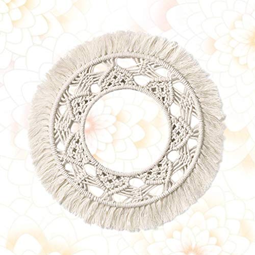 Garneck Macrame Woven Tapestry,13.5" Wall Hanging Tassel Fringe Round Boho Wall Art Decor, Nordic Style Home Christmas Decor For Bedroom Baby Nursery(Pattern 1) #TOP7