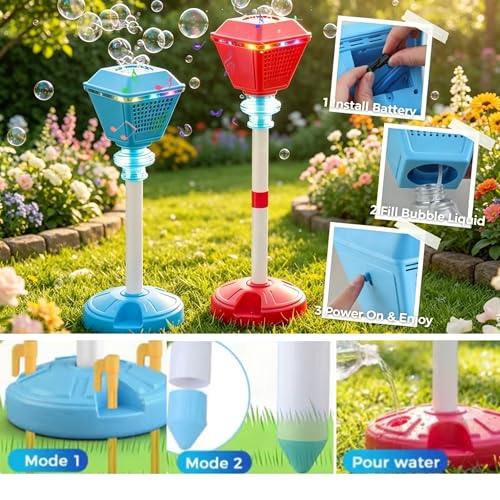 Bubble Machine for Kids Toddlers - 2026 Rechargeable Automatic Bubble Machine with Lights & Music, Bubble Blower with Adjustable Stand up to 47 Inch for Backyard Games, Outdoor Play by Funmarcy - Used condition - Image 9